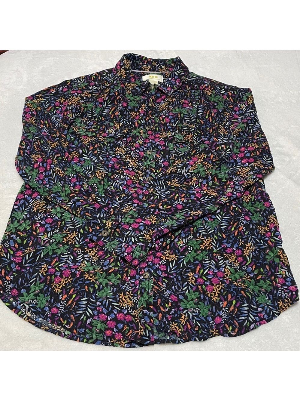 Anthropologie Maeve Floral Long Sleeve Button Down Blouse 6 - Picture 8 of 8